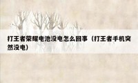 打王者荣耀电池没电怎么回事(打王者手机突然没电)