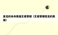 属龙的本命英雄王者荣耀（王者荣耀姓龙的英雄）