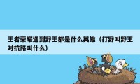 王者荣耀遇到野王都是什么英雄(打野叫野王对抗路叫什么)