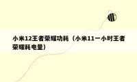小米12王者荣耀功耗（小米11一小时王者荣耀耗电量）