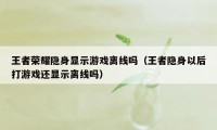 王者荣耀隐身显示游戏离线吗（王者隐身以后打游戏还显示离线吗）