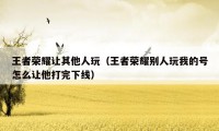 王者荣耀让其他人玩(王者荣耀别人玩我的号怎么让他打完下线)