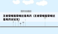 王者荣耀是荣耀还是毒药（王者荣耀是荣耀还是毒药议论文）