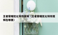 王者荣耀优化特效视频(王者荣耀优化特效视频在哪里)