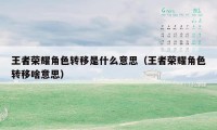 王者荣耀角色转移是什么意思（王者荣耀角色转移啥意思）