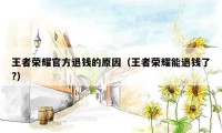 王者荣耀官方退钱的原因（王者荣耀能退钱了?）