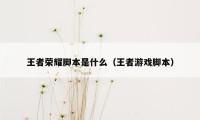 王者荣耀脚本是什么(王者游戏脚本)