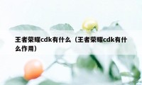 王者荣耀cdk有什么（王者荣耀cdk有什么作用）