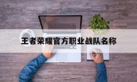 王者荣耀官方职业战队名称（王者荣耀职业战队名称大全）