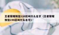 王者荣耀微信116区叫什么名字（王者荣耀微信196区叫什么名字）