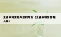 王者荣耀里最鸡肋的东西（王者荣耀里都有什么用）