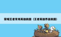 荣耀王者常用英雄截图(王者英雄界面截图)