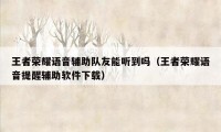 王者荣耀语音辅助队友能听到吗（王者荣耀语音提醒辅助软件下载）