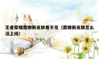 王者荣耀露娜新皮肤看不见(露娜新皮肤怎么没上线)