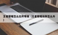 王者荣耀怎么拉开等级（王者荣耀级别怎么升）