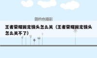 王者荣耀固定镜头怎么关（王者荣耀固定镜头怎么关不了）