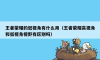 王者荣耀的低视角有什么用（王者荣耀高视角和低视角视野有区别吗）