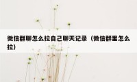 微信群聊怎么拉自己聊天记录(微信群里怎么拉)