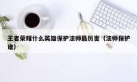 王者荣耀什么英雄保护法师最厉害(法师保护谁)
