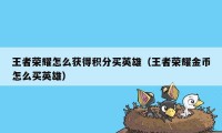 王者荣耀怎么获得积分买英雄（王者荣耀金币怎么买英雄）