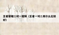 王者荣耀二对一视频(王者一对二用什么比较好)