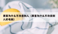 黑客为什么不攻击别人（黑客为什么不攻击别人的电脑）