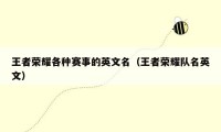 王者荣耀各种赛事的英文名（王者荣耀队名英文）
