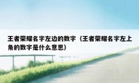 王者荣耀名字左边的数字(王者荣耀名字左上角的数字是什么意思)