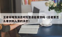 王者荣耀发消息对方登录能看到吗（王者里怎么看到别人发的消息）