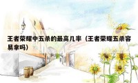 王者荣耀中五杀的最高几率（王者荣耀五杀容易拿吗）