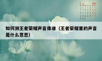 如何测王者荣耀声音像谁（王者荣耀里的声音是什么意思）