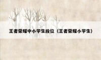 王者荣耀中小学生段位（王者荣耀小学生）