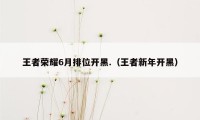 王者荣耀6月排位开黑.（王者新年开黑）