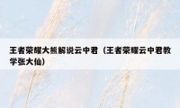 王者荣耀大熊解说云中君(王者荣耀云中君教学张大仙)