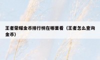 王者荣耀金币排行榜在哪里看（王者怎么查询金币）