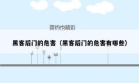 黑客后门的危害（黑客后门的危害有哪些）