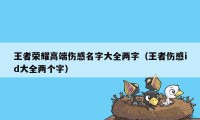 王者荣耀高端伤感名字大全两字(王者伤感id大全两个字)