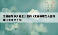 王者荣耀多少名怎么查的（王者荣耀怎么查英雄还有多少上榜）
