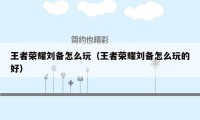 王者荣耀刘备怎么玩(王者荣耀刘备怎么玩的好)