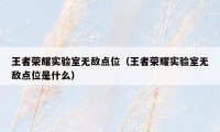 王者荣耀实验室无敌点位(王者荣耀实验室无敌点位是什么)