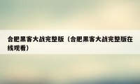 合肥黑客大战完整版（合肥黑客大战完整版在线观看）