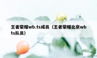 王者荣耀wb.ts成员（王者荣耀北京wbts队员）