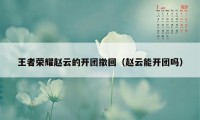 王者荣耀赵云的开团撤回（赵云能开团吗）