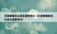 王者荣耀怎么查王者营地id（王者荣耀游戏id怎么查营地id）