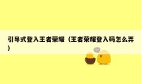 引导式登入王者荣耀（王者荣耀登入码怎么弄）