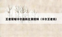 王者荣耀卡尔最新比赛视频(卡尔王者局)