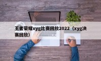 王者荣耀xyg比赛回放2022（xyg决赛回放）