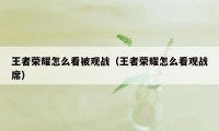 王者荣耀怎么看被观战（王者荣耀怎么看观战席）