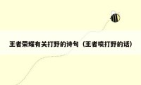 王者荣耀有关打野的诗句（王者喷打野的话）
