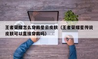 王者荣耀怎么穿戴星云皮肤（王者荣耀星传说皮肤可以直接穿戴吗）